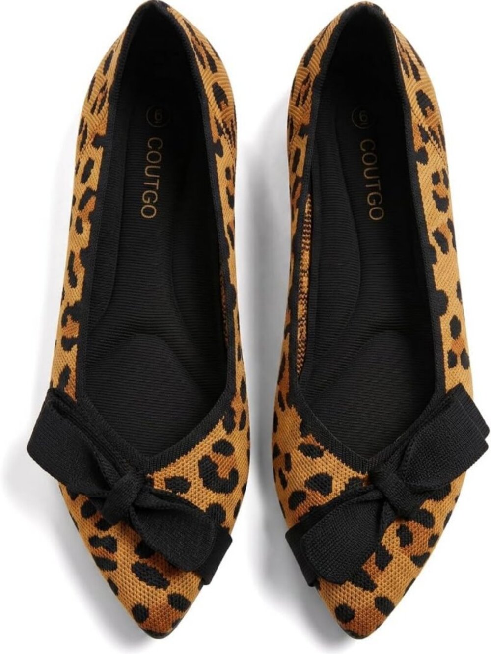 Chic Pointed Toe Flats | Comfortable Knit Bow Ballet Slip-On Shoes for Work
